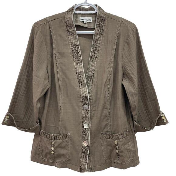 Marie Claire Womens Brown Evening Jacket Mother Of Pearl Buttons Size Large​​ - Picture 1 of 10